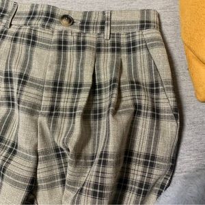 grey and navy blue plaid pants